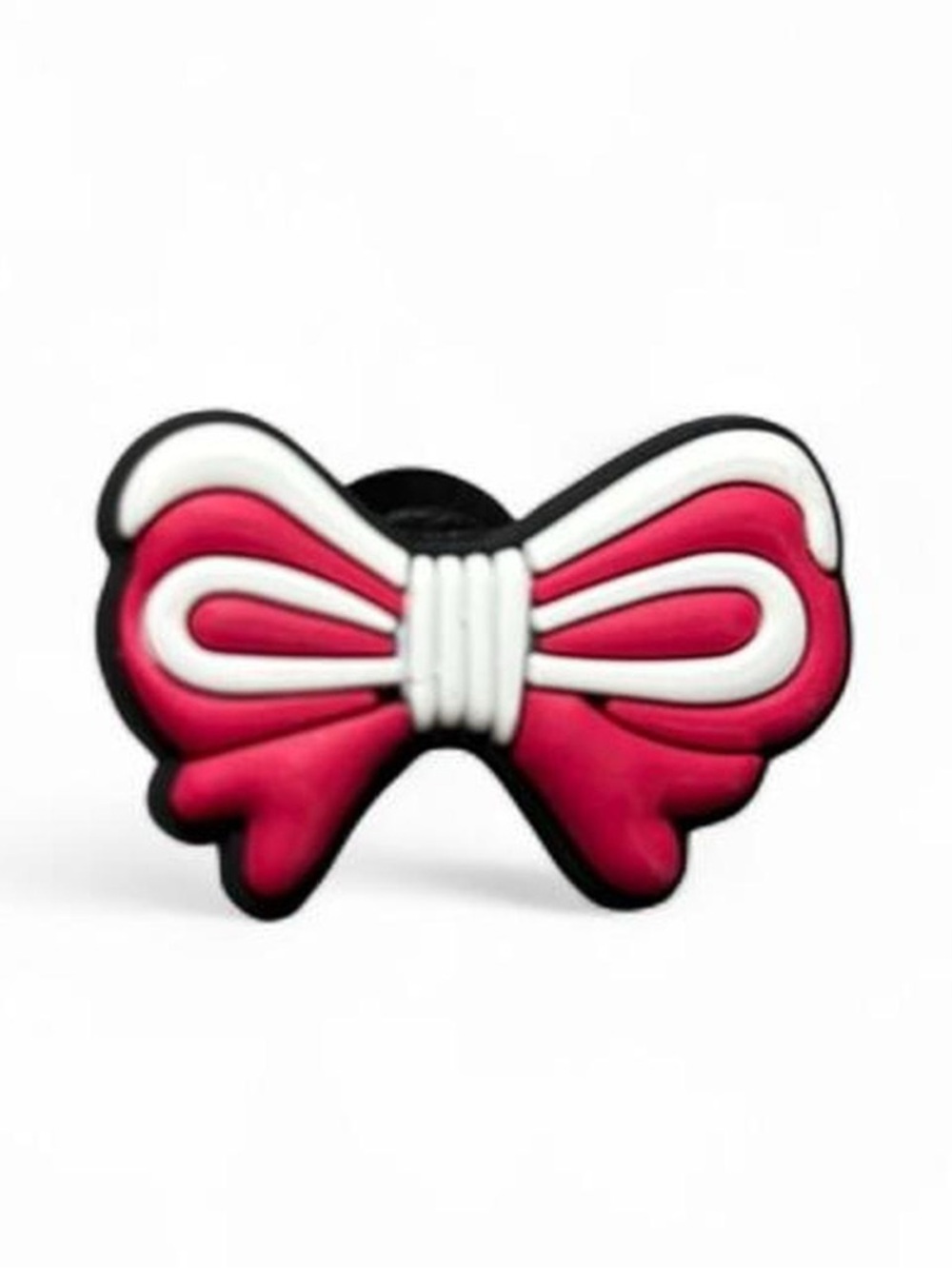 Pink & White Ribbon Shoe Charm | Pink/White Rubber